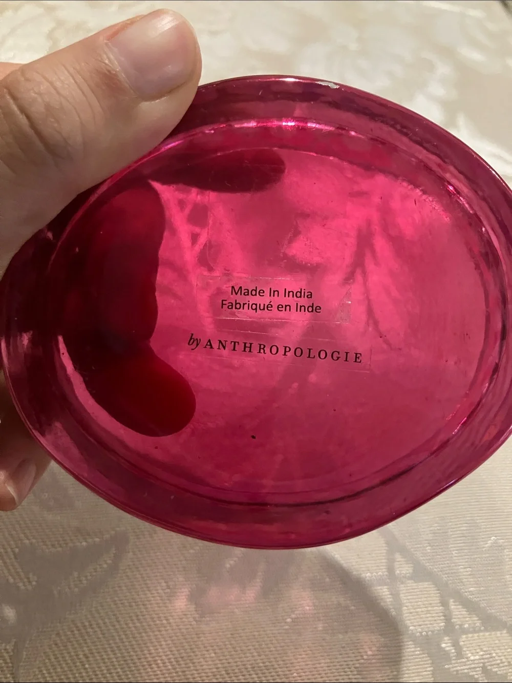 Anthropologie Etched Glass Trinket Box